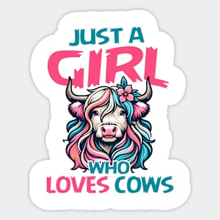 Scottish Highland Cow-Shirt Just Girl Loves Cow Kids Toddler Sticker